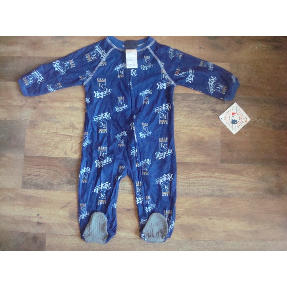 KANSAS CITY ROYALS 6-9M Infant/Toddler Coverall Zip Up Sleeper ROMPER 1Z